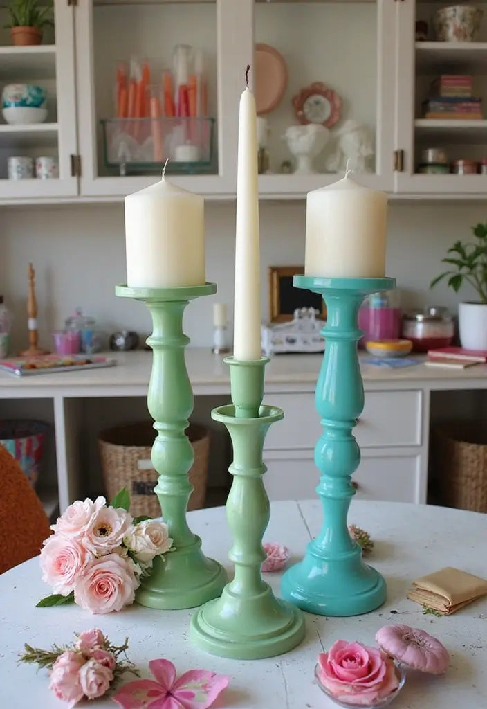 25 Turquoise Candle Holder Decor Ideas That Pop with Color 71 25 Turquoise Candle Holder Decor Ideas That Pop with Color - 23. Artsy Craft Room Touches