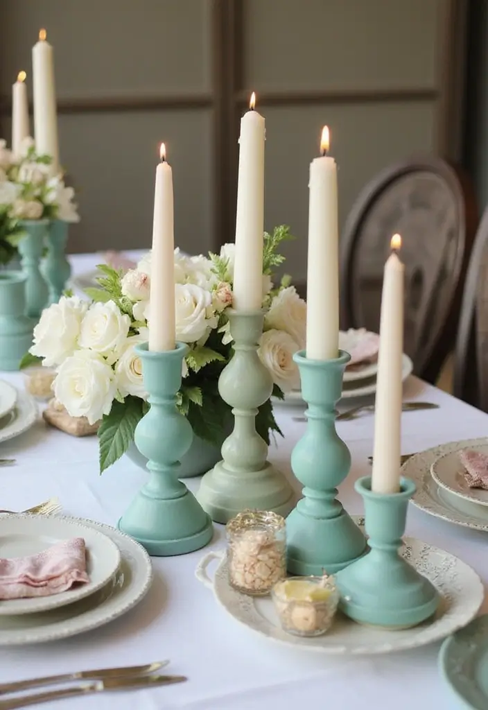 25 Turquoise Candle Holder Decor Ideas That Pop with Color 72 25 Turquoise Candle Holder Decor Ideas That Pop with Color - 24. Personalized Wedding Decor