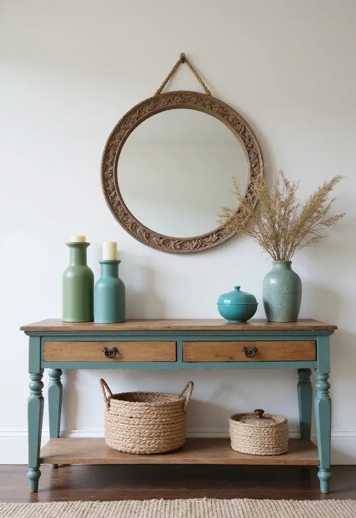 25 Turquoise Candle Holder Decor Ideas That Pop with Color 11 25 Turquoise Candle Holder Decor Ideas That Pop with Color - 5. Colorful Entryway Statement