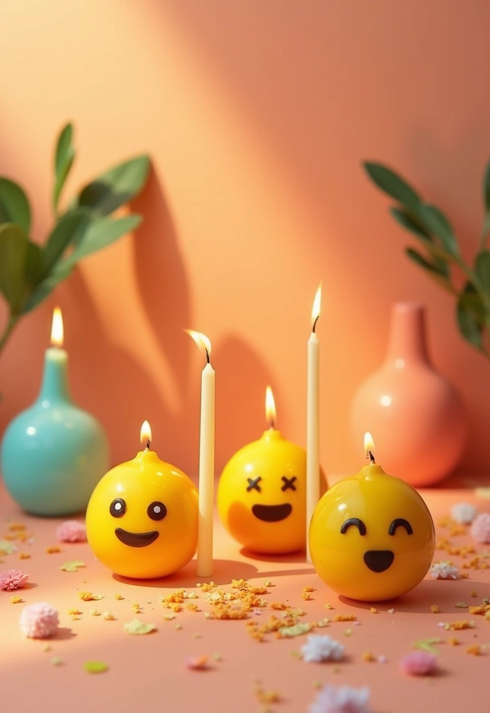 25 Unique Candle Shape Ideas for Eye-Catching Home Decor 49 25 Unique Candle Shape Ideas for Eye-Catching Home Decor - 9. Emoji Candles
