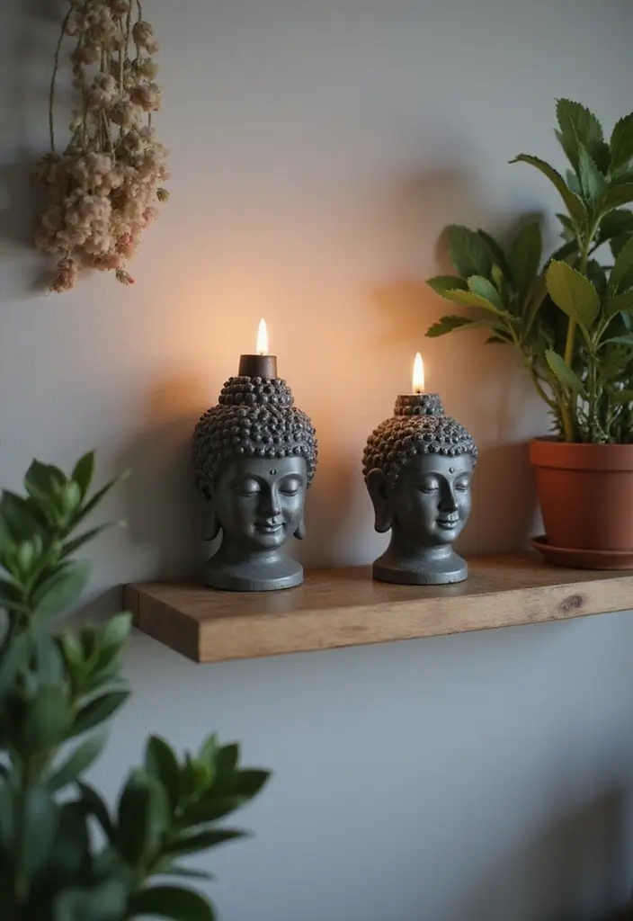 26 Buddha Candle Holder Decor Ideas for Peaceful Interiors 1 26 Buddha Candle Holder Decor Ideas for Peaceful Interiors - 1. Buddha Head Candle Holders
