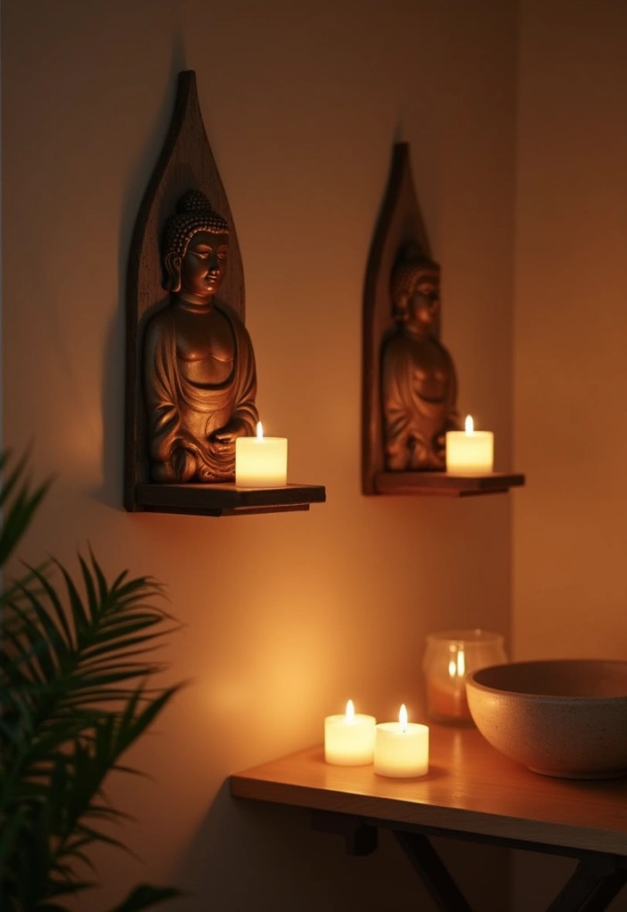 26 Buddha Candle Holder Decor Ideas for Peaceful Interiors 9 26 Buddha Candle Holder Decor Ideas for Peaceful Interiors - 3. Wall-Mounted Buddha Candle Holders