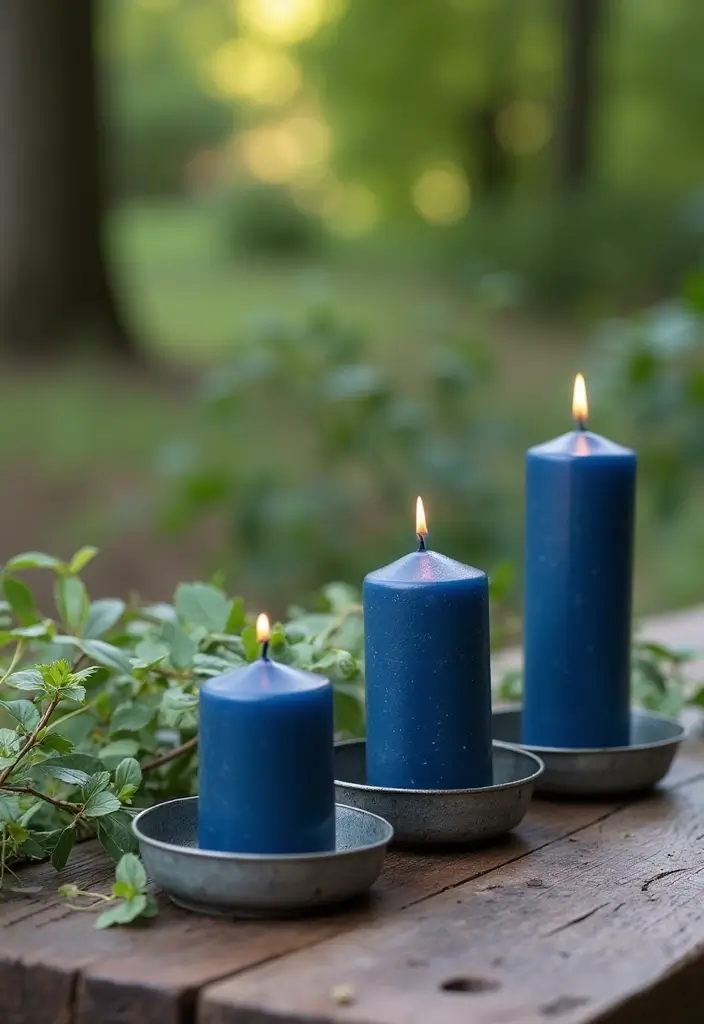 26 Navy Blue Candle Decor Ideas That Look Sophisticated 50 26 Navy Blue Candle Decor Ideas That Look Sophisticated - 20. Navy Blue Candles for Outdoor Decor