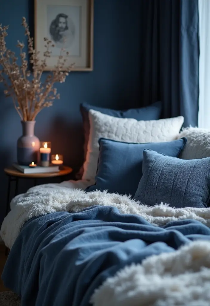 26 Navy Blue Candle Decor Ideas That Look Sophisticated 78 26 Navy Blue Candle Decor Ideas That Look Sophisticated - 26. Navy Blue Candles for Cozy Spaces