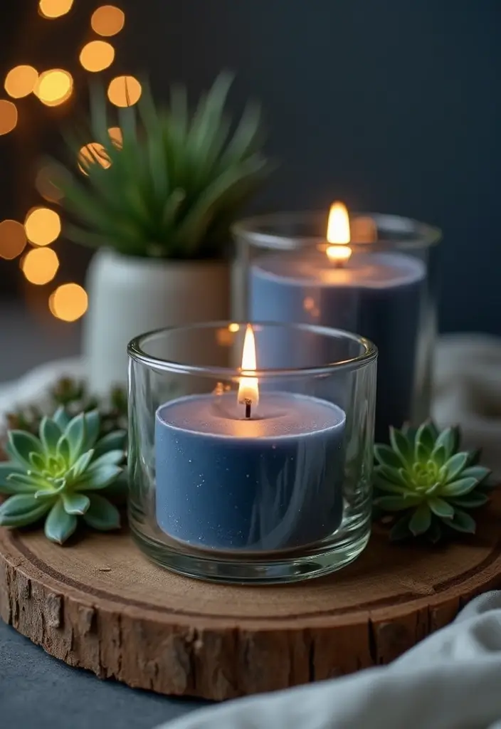26 Navy Blue Candle Decor Ideas That Look Sophisticated 23 26 Navy Blue Candle Decor Ideas That Look Sophisticated - 7. Navy Blue and Clear Glass Combo