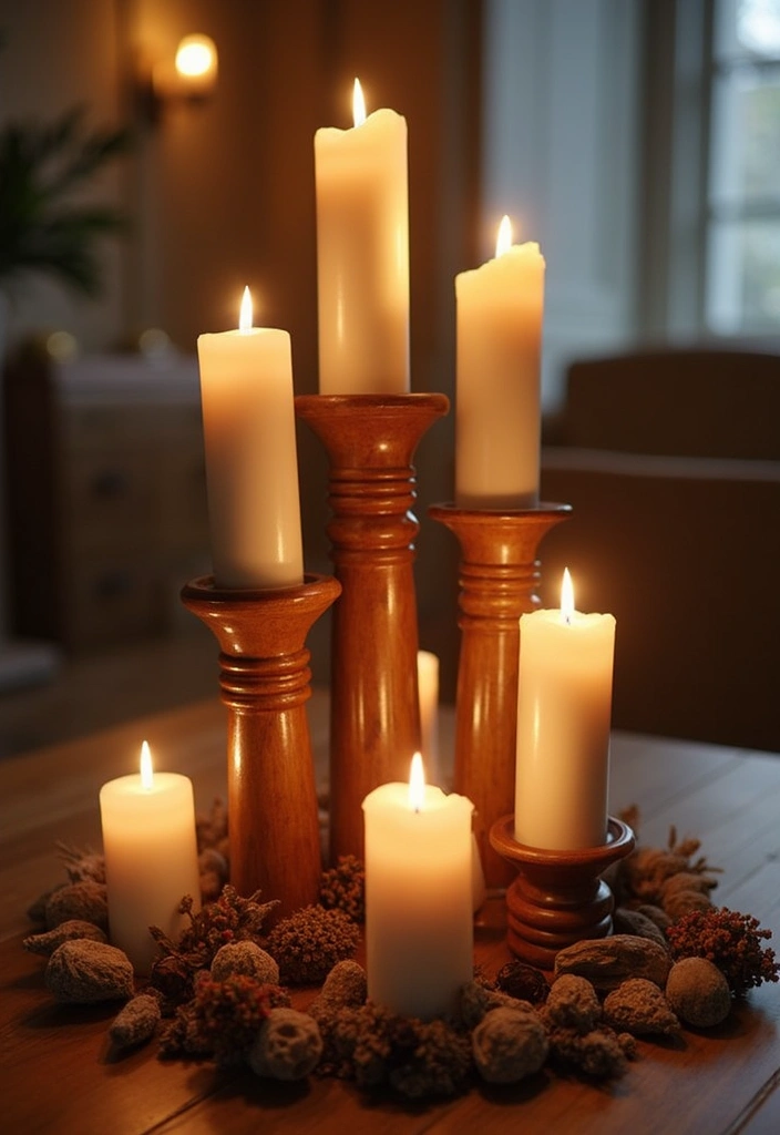 26 Wooden Candle Holder Decor Ideas for Rustic and Earthy Spaces 61 26 Wooden Candle Holder Decor Ideas for Rustic and Earthy Spaces - 11. Tiered Wooden Candle Holders