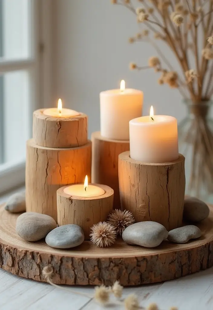 26 Wooden Candle Holder Decor Ideas for Rustic and Earthy Spaces 68 26 Wooden Candle Holder Decor Ideas for Rustic and Earthy Spaces - 12. Wooden Candle Holders with Natural Accents