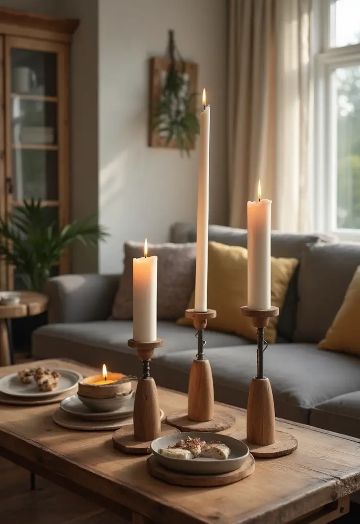 26 Wooden Candle Holder Decor Ideas for Rustic and Earthy Spaces 75 26 Wooden Candle Holder Decor Ideas for Rustic and Earthy Spaces - 13. Wooden Candle Holders with Metal Accents