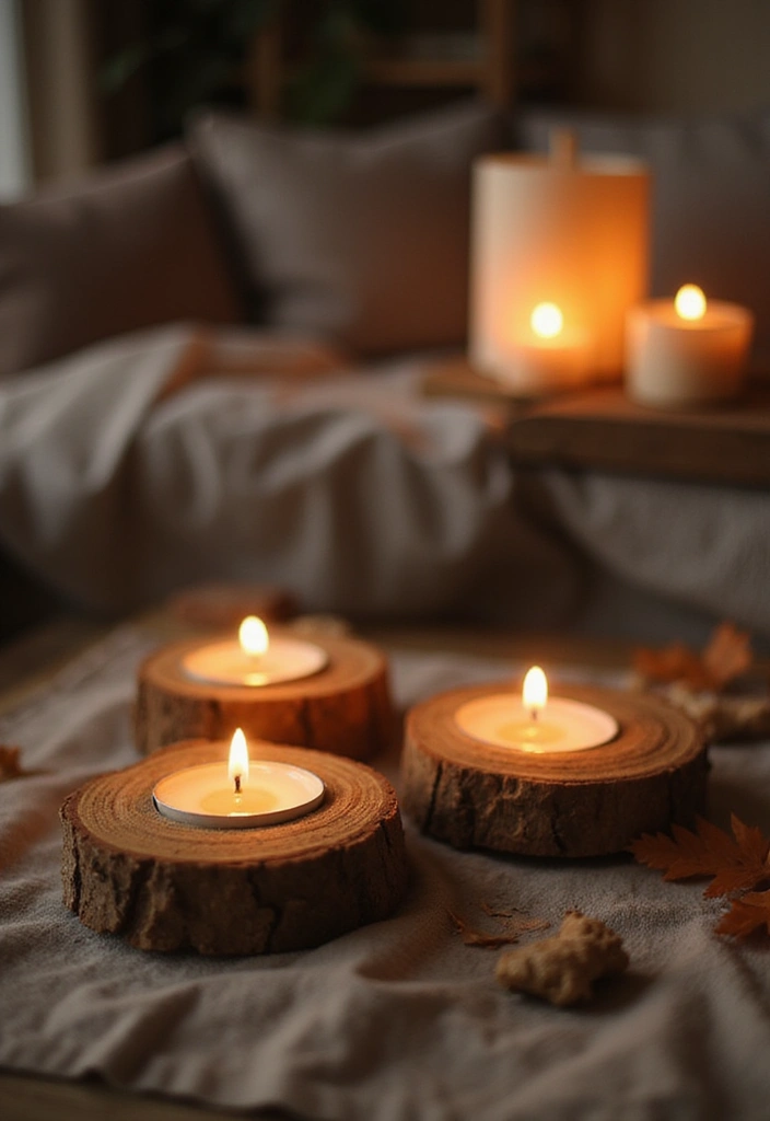 26 Wooden Candle Holder Decor Ideas for Rustic and Earthy Spaces 8 26 Wooden Candle Holder Decor Ideas for Rustic and Earthy Spaces - 2. Wooden Tea Light Holders