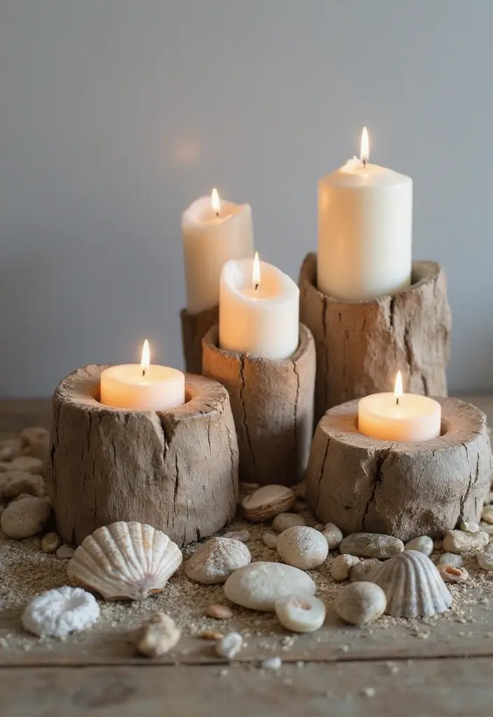 26 Wooden Candle Holder Decor Ideas for Rustic and Earthy Spaces 11 26 Wooden Candle Holder Decor Ideas for Rustic and Earthy Spaces - 3. Driftwood Candle Holders