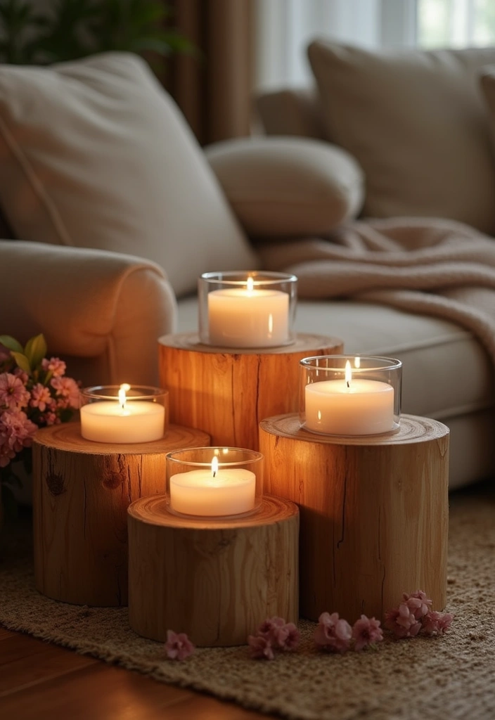 26 Wooden Candle Holder Decor Ideas for Rustic and Earthy Spaces 40 26 Wooden Candle Holder Decor Ideas for Rustic and Earthy Spaces - 8. Wooden Block Candles