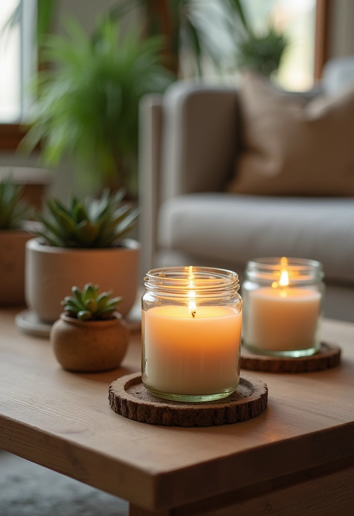 27 Candle Decor Ideas for Coffee Tables That Elevate the Room 47 27 Candle Decor Ideas for Coffee Tables That Elevate the Room - 11. Candle Jars