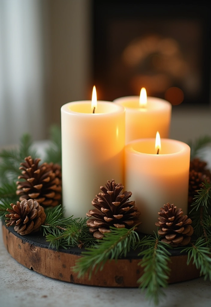 27 Candle Decor Ideas for Coffee Tables That Elevate the Room 69 27 Candle Decor Ideas for Coffee Tables That Elevate the Room - 19. Candle with Seasonal Decor
