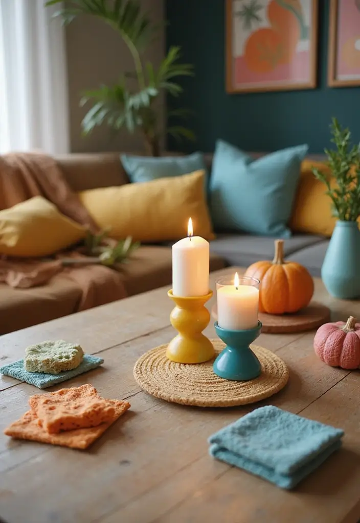 27 Candle Decor Ideas for Coffee Tables That Elevate the Room 75 27 Candle Decor Ideas for Coffee Tables That Elevate the Room - 25. Candle with Quirky Accessories
