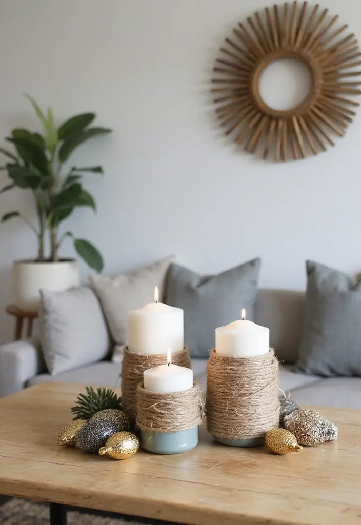 27 Candle Decor Ideas for Coffee Tables That Elevate the Room 76 27 Candle Decor Ideas for Coffee Tables That Elevate the Room - 26. Candle with DIY Decor