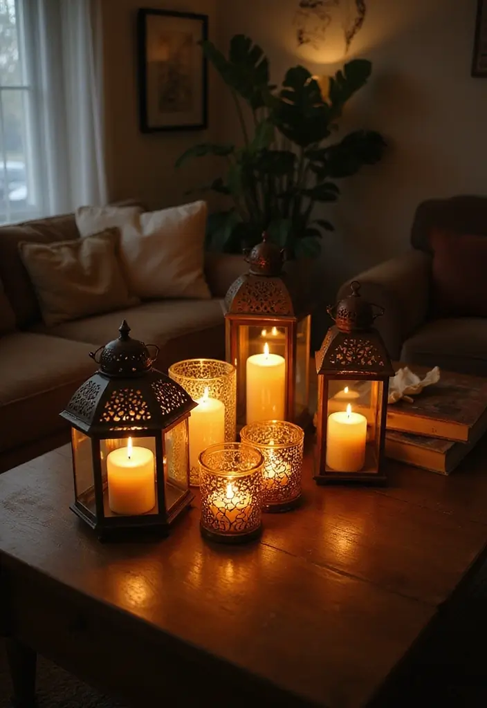 27 Candle Decor Ideas for Coffee Tables That Elevate the Room 38 27 Candle Decor Ideas for Coffee Tables That Elevate the Room - 8. Candle Lanterns