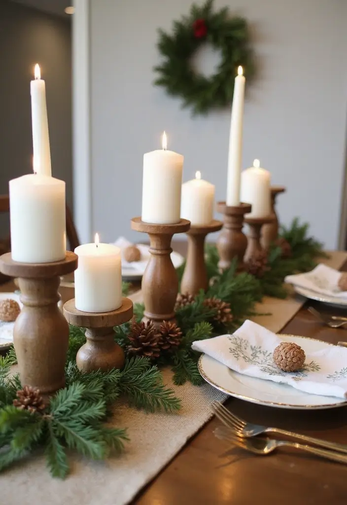 27 Candlestick Decor Ideas for Dining Tables That Impress Guests 1 27 Candlestick Decor Ideas for Dining Tables That Impress Guests - 1. Rustic Wooden Candle Holders