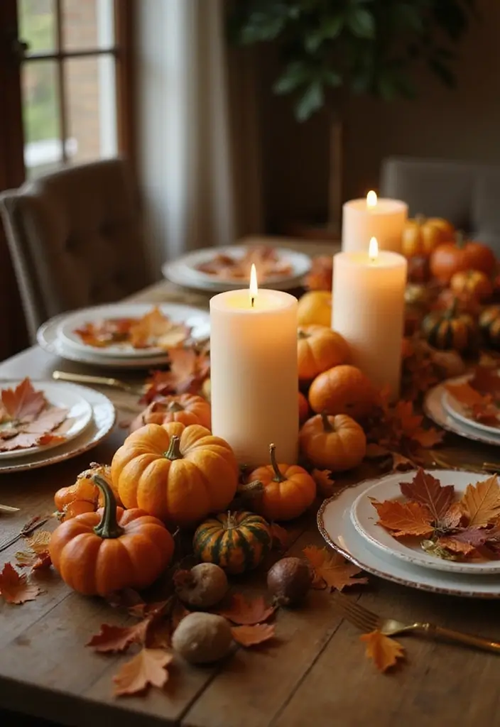 27 Candlestick Decor Ideas for Dining Tables That Impress Guests 35 27 Candlestick Decor Ideas for Dining Tables That Impress Guests - 11. Seasonal Decor Integration