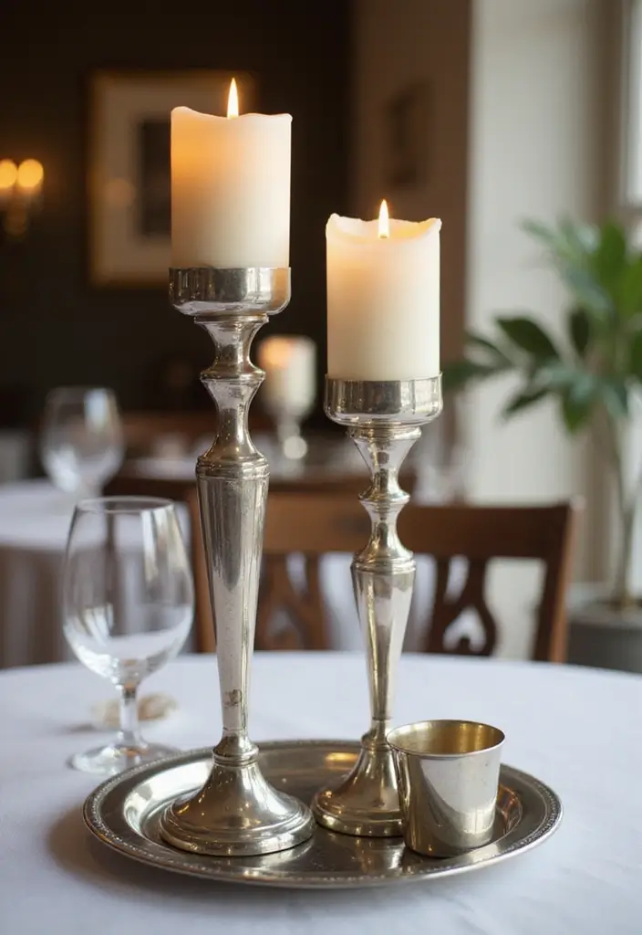 27 Candlestick Decor Ideas for Dining Tables That Impress Guests 44 27 Candlestick Decor Ideas for Dining Tables That Impress Guests - 14. Elegant Silver Accents