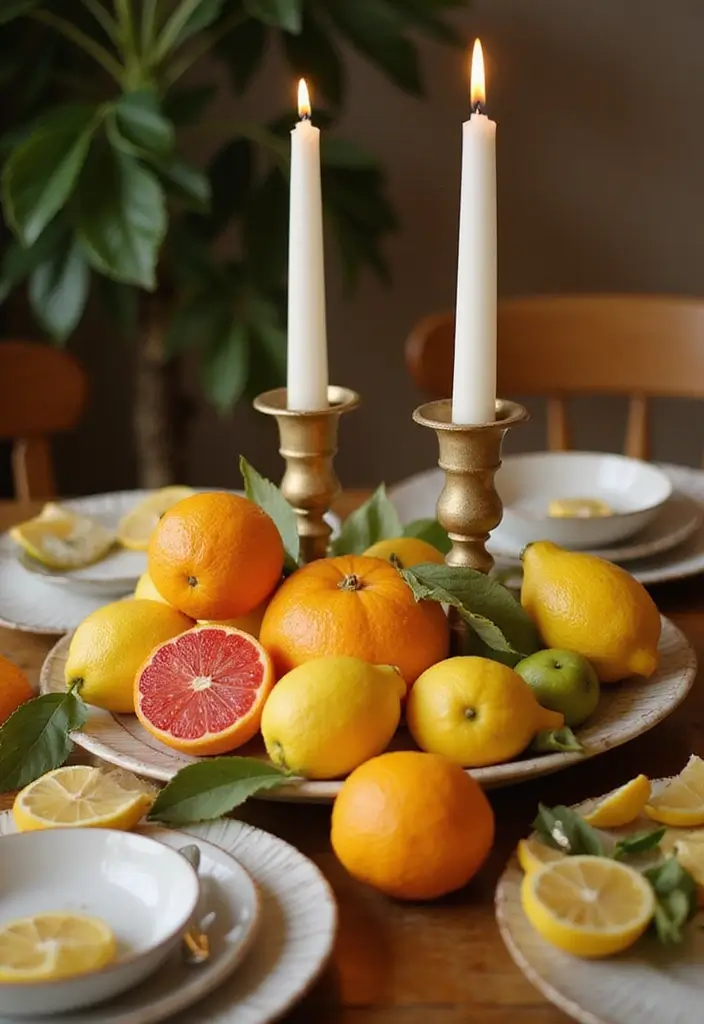 27 Candlestick Decor Ideas for Dining Tables That Impress Guests 51 27 Candlestick Decor Ideas for Dining Tables That Impress Guests - 15. Candle and Fruit Pairings