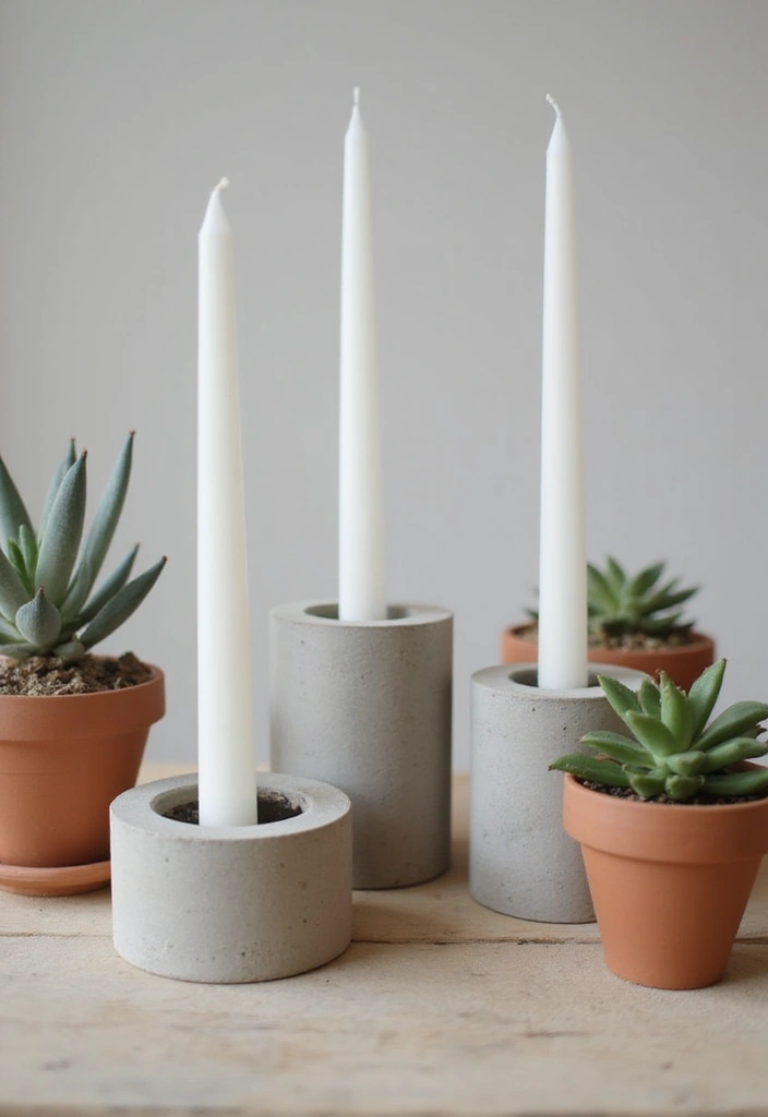 27 Candlestick Decor Ideas for Dining Tables That Impress Guests 8 27 Candlestick Decor Ideas for Dining Tables That Impress Guests - 2. Concrete Candle Holders