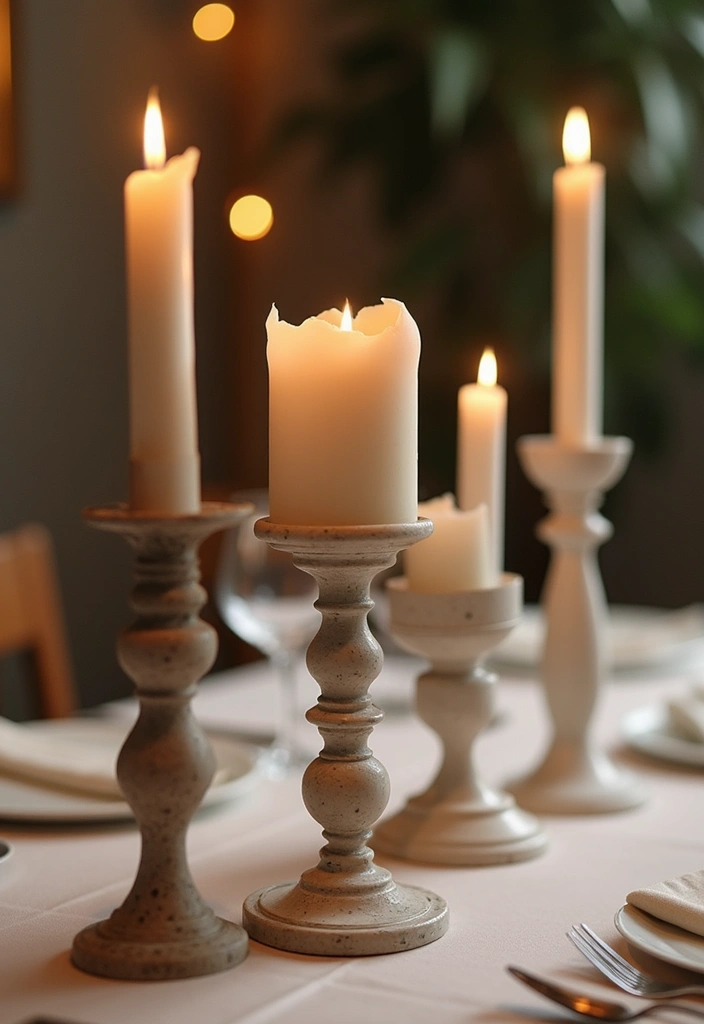 27 Candlestick Decor Ideas for Dining Tables That Impress Guests 76 27 Candlestick Decor Ideas for Dining Tables That Impress Guests - 22. Candlestick Holders with a Twist
