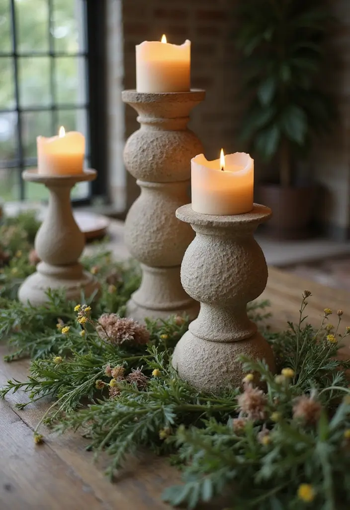 27 Candlestick Decor Ideas for Dining Tables That Impress Guests 84 27 Candlestick Decor Ideas for Dining Tables That Impress Guests - 24. Candle Holders Made from Natural Stone