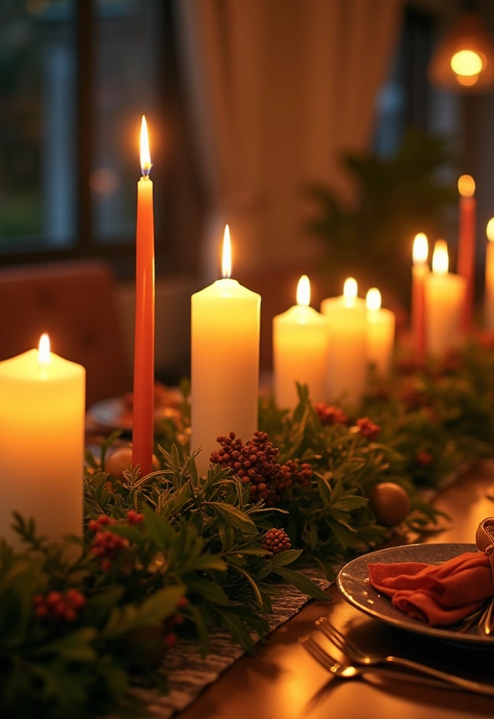 27 Candlestick Decor Ideas for Dining Tables That Impress Guests 92 27 Candlestick Decor Ideas for Dining Tables That Impress Guests - 26. Candlelight with Seasonal Greenery