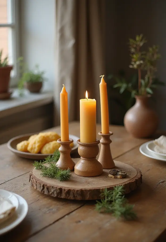27 Candlestick Decor Ideas for Dining Tables That Impress Guests 12 27 Candlestick Decor Ideas for Dining Tables That Impress Guests - 4. Eco-Friendly Beeswax Candles