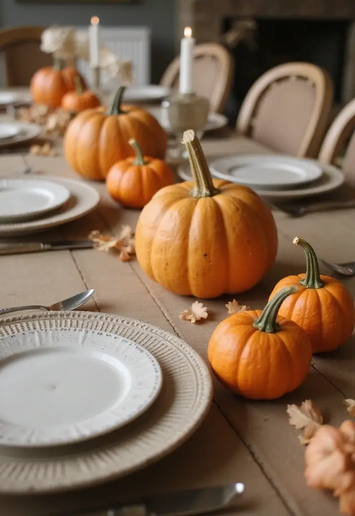 27 Fall Kitchen Decor Ideas with Pumpkins and Candles You’ll Love 49 27 Fall Kitchen Decor Ideas with Pumpkins and Candles You’ll Love - 21. Mini Pumpkin Place Card Holders