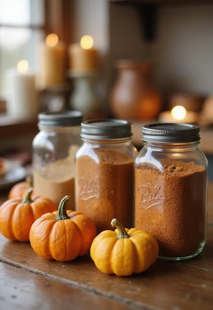 27 Fall Kitchen Decor Ideas with Pumpkins and Candles You’ll Love 57 27 Fall Kitchen Decor Ideas with Pumpkins and Candles You’ll Love - 23. Pumpkin Pie Spice Display