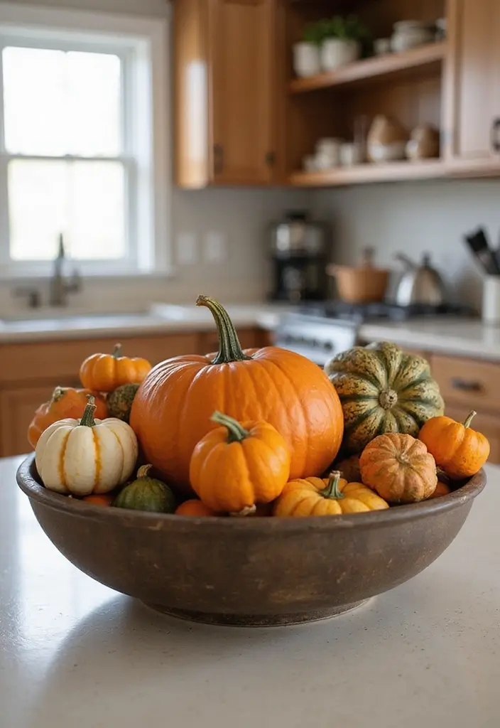 27 Fall Kitchen Decor Ideas with Pumpkins and Candles You’ll Love 58 27 Fall Kitchen Decor Ideas with Pumpkins and Candles You’ll Love - 24. Decorative Pumpkin Bowl Fillers