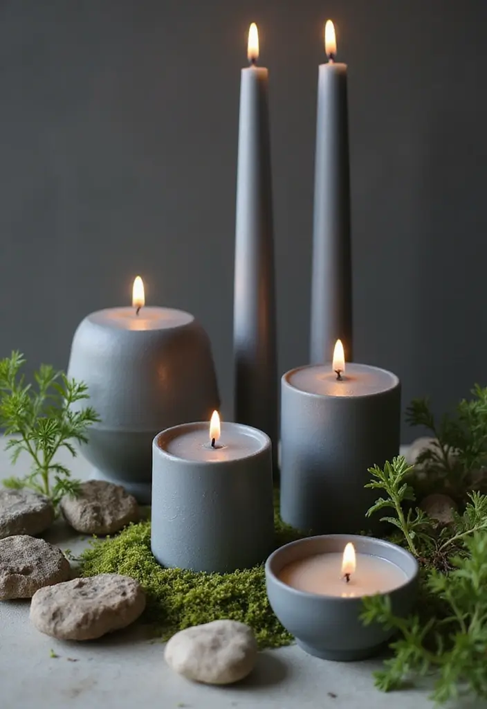 27 Grey Candle Holder Decor Ideas for Minimalist Homes 54 27 Grey Candle Holder Decor Ideas for Minimalist Homes - 12. Decorative Accents with Grey Candles