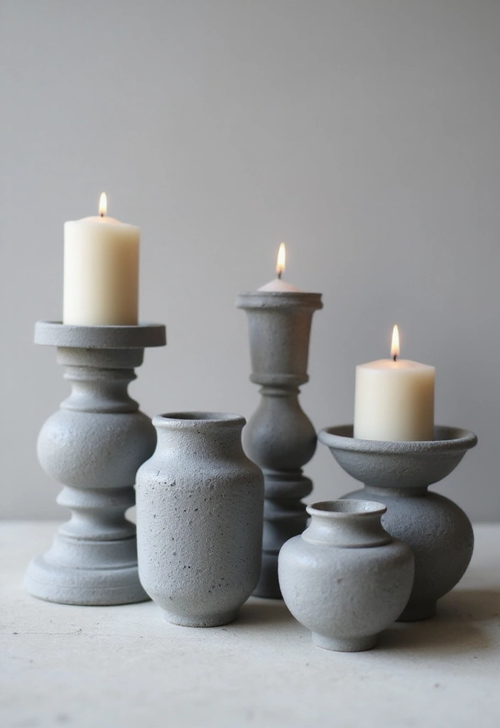 27 Grey Candle Holder Decor Ideas for Minimalist Homes 64 27 Grey Candle Holder Decor Ideas for Minimalist Homes - 16. Textured Candle Holders