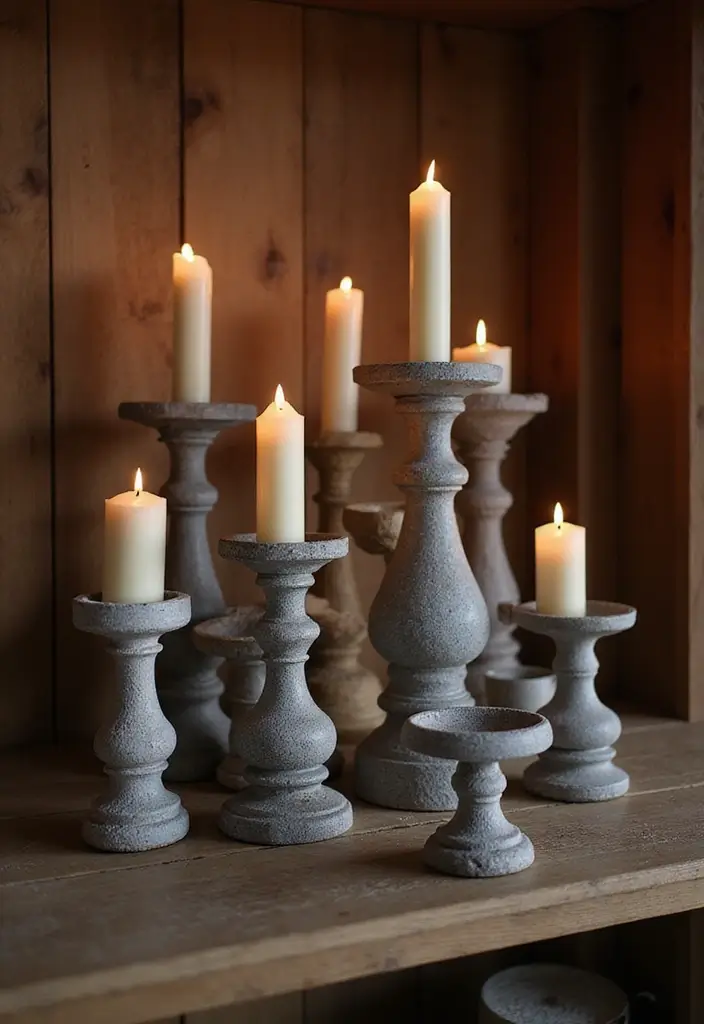 27 Grey Candle Holder Decor Ideas for Minimalist Homes 8 27 Grey Candle Holder Decor Ideas for Minimalist Homes - 2. Minimalist Grey Stone Holders