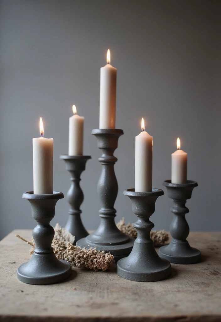 27 Grey Candle Holder Decor Ideas for Minimalist Homes 83 27 Grey Candle Holder Decor Ideas for Minimalist Homes - 21. Candle Holders with Natural Dyes