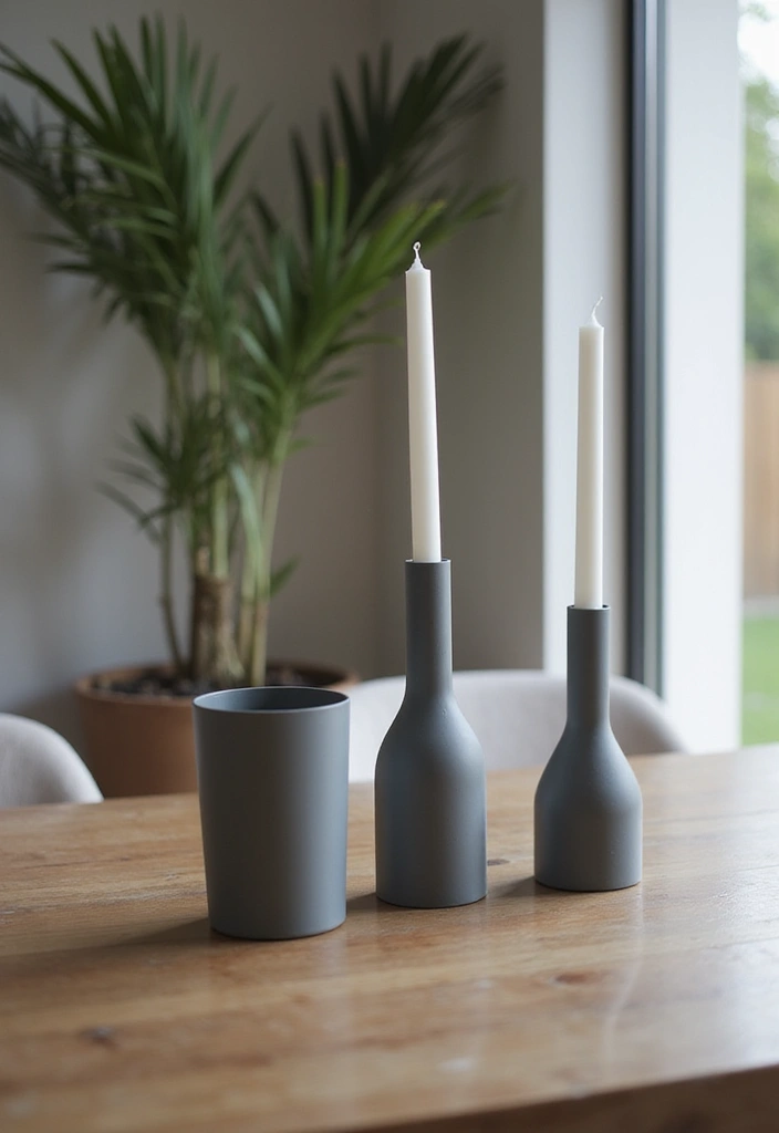 27 Grey Candle Holder Decor Ideas for Minimalist Homes 37 27 Grey Candle Holder Decor Ideas for Minimalist Homes - 9. Minimalist Cylindrical Holders