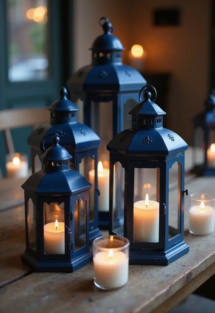 27 Paris-Themed Candle and Lamp Decor Ideas for Romantic Rooms 1 27 Paris-Themed Candle and Lamp Decor Ideas for Romantic Rooms - 1. Navy Blue Candle Lanterns