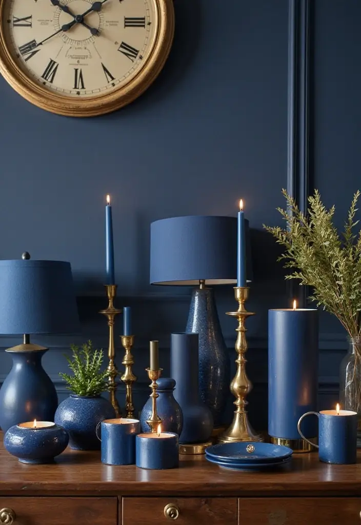 27 Paris-Themed Candle and Lamp Decor Ideas for Romantic Rooms 36 27 Paris-Themed Candle and Lamp Decor Ideas for Romantic Rooms - 12. Navy Blue and Gold Accents