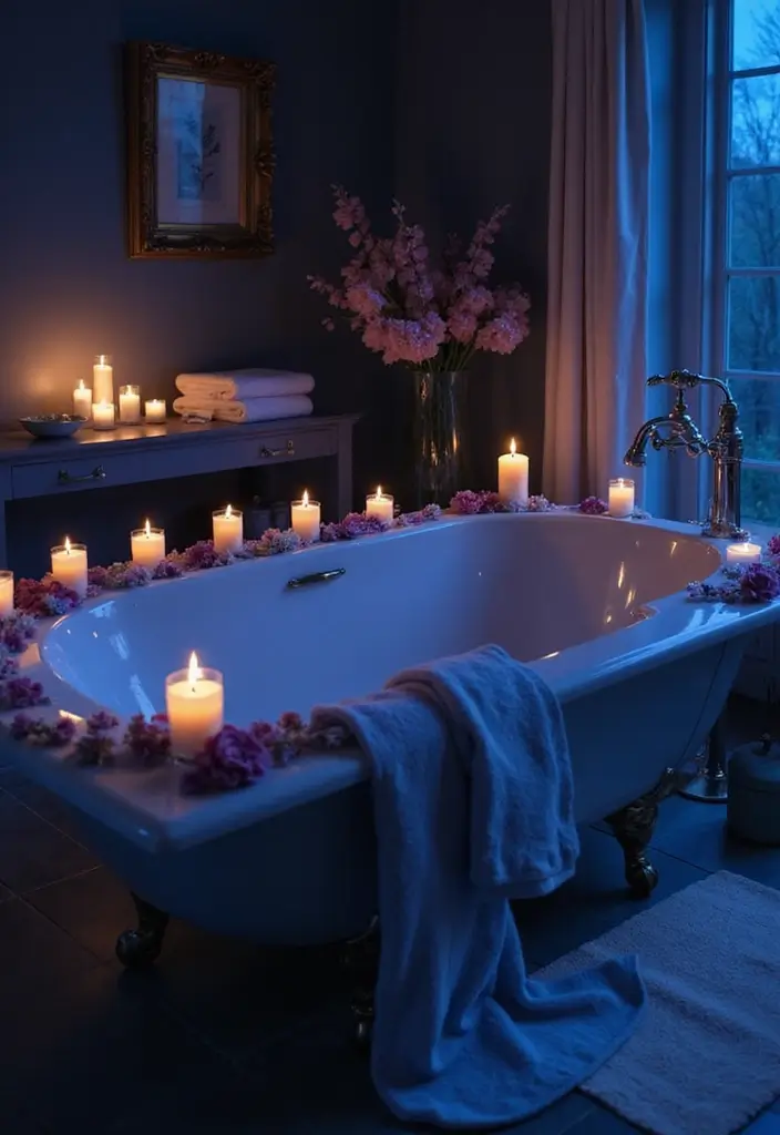 27 Paris-Themed Candle and Lamp Decor Ideas for Romantic Rooms 39 27 Paris-Themed Candle and Lamp Decor Ideas for Romantic Rooms - 15. Romantic Candlelit Bath