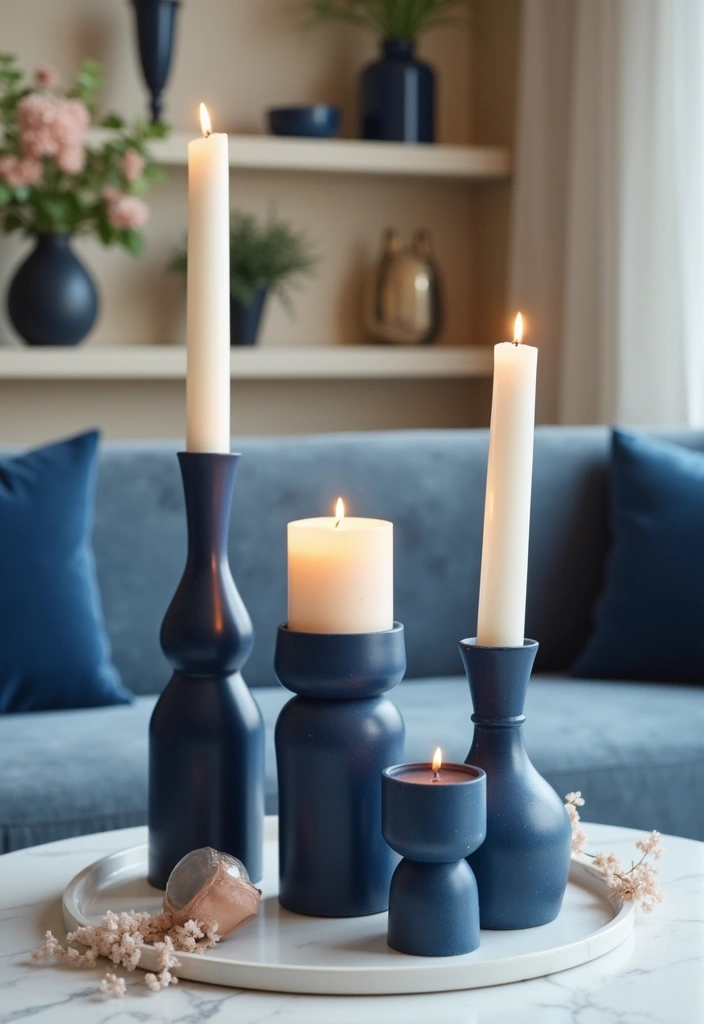 27 Paris-Themed Candle and Lamp Decor Ideas for Romantic Rooms 16 27 Paris-Themed Candle and Lamp Decor Ideas for Romantic Rooms - 6. Navy Blue Candle Holders