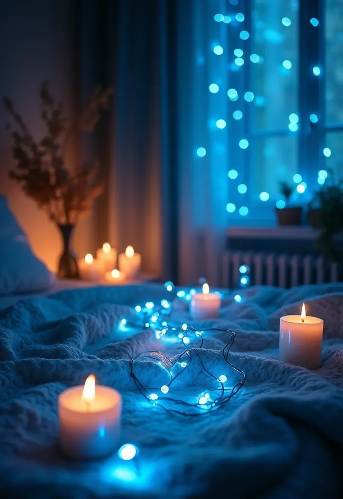 27 Paris-Themed Candle and Lamp Decor Ideas for Romantic Rooms 21 27 Paris-Themed Candle and Lamp Decor Ideas for Romantic Rooms - 7. Soft Blue Fairy Lights