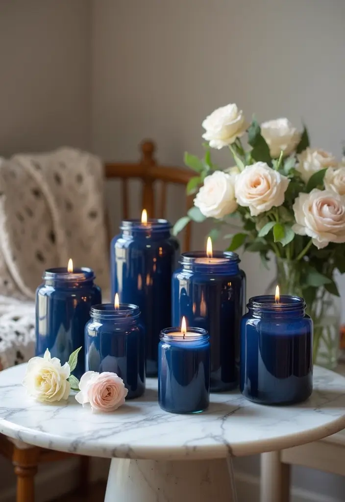 27 Paris-Themed Candle and Lamp Decor Ideas for Romantic Rooms 25 27 Paris-Themed Candle and Lamp Decor Ideas for Romantic Rooms - 9. Navy Blue Candle Jars
