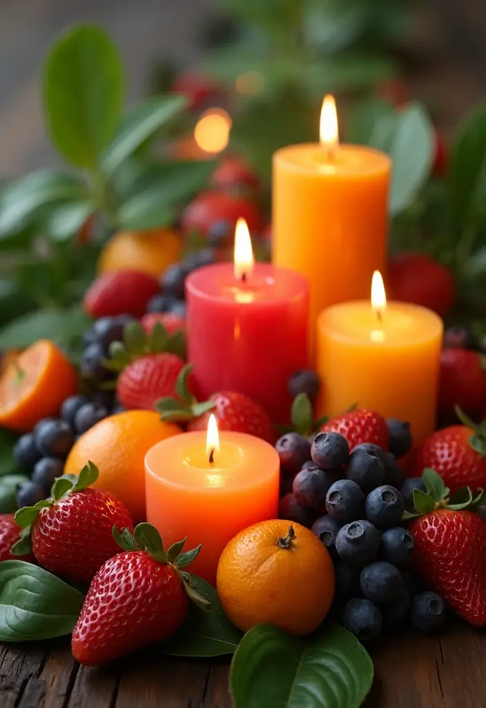 27 Valentine Candle Decor Ideas and Easy DIY Inspirations 39 27 Valentine Candle Decor Ideas and Easy DIY Inspirations - 11. Candle and Fruit Centerpiece