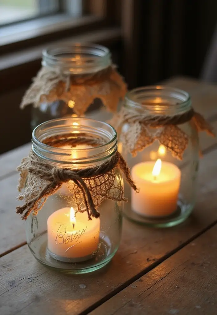 27 Valentine Candle Decor Ideas and Easy DIY Inspirations 40 27 Valentine Candle Decor Ideas and Easy DIY Inspirations - 12. Candlelit Mason Jar Lanterns