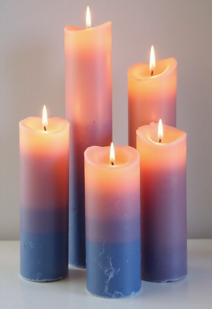 27 Valentine Candle Decor Ideas and Easy DIY Inspirations 43 27 Valentine Candle Decor Ideas and Easy DIY Inspirations - 15. Ombre Candle Decor