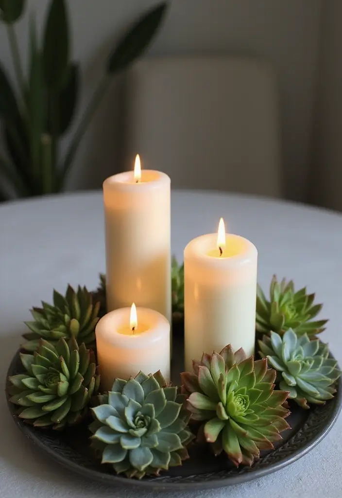 27 Valentine Candle Decor Ideas and Easy DIY Inspirations 45 27 Valentine Candle Decor Ideas and Easy DIY Inspirations - 17. Candle and Succulent Displays