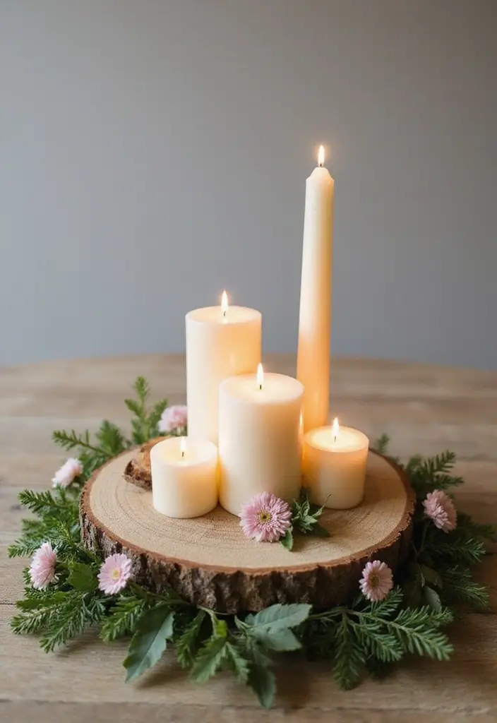 27 Valentine Candle Decor Ideas and Easy DIY Inspirations 8 27 Valentine Candle Decor Ideas and Easy DIY Inspirations - 2. Rustic Wood Slice Candle Holders