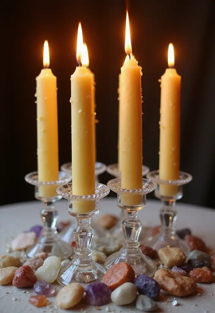 27 Valentine Candle Decor Ideas and Easy DIY Inspirations 54 27 Valentine Candle Decor Ideas and Easy DIY Inspirations - 20. Taper Candle Holder with Crystals