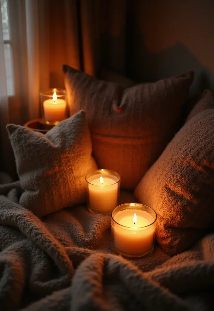 27 Valentine Candle Decor Ideas and Easy DIY Inspirations 55 27 Valentine Candle Decor Ideas and Easy DIY Inspirations - 21. Soft Candlelight Corner